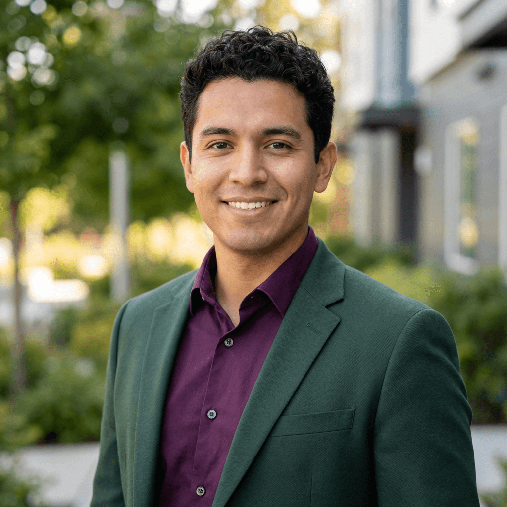 David Martinez with his professionally cleaned umbrella
